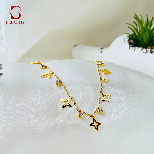 BREAUTTY 18K GOLD-PLATED STAR STUDDED NECKLACE