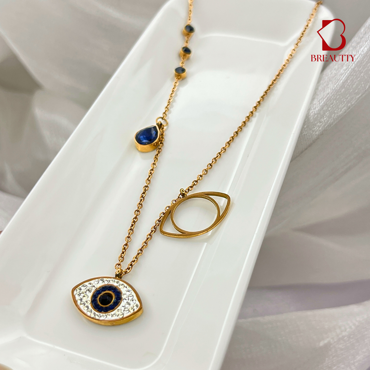 BREAUTTY EVIL EYE 18K GOLD PLATED NECKLACE