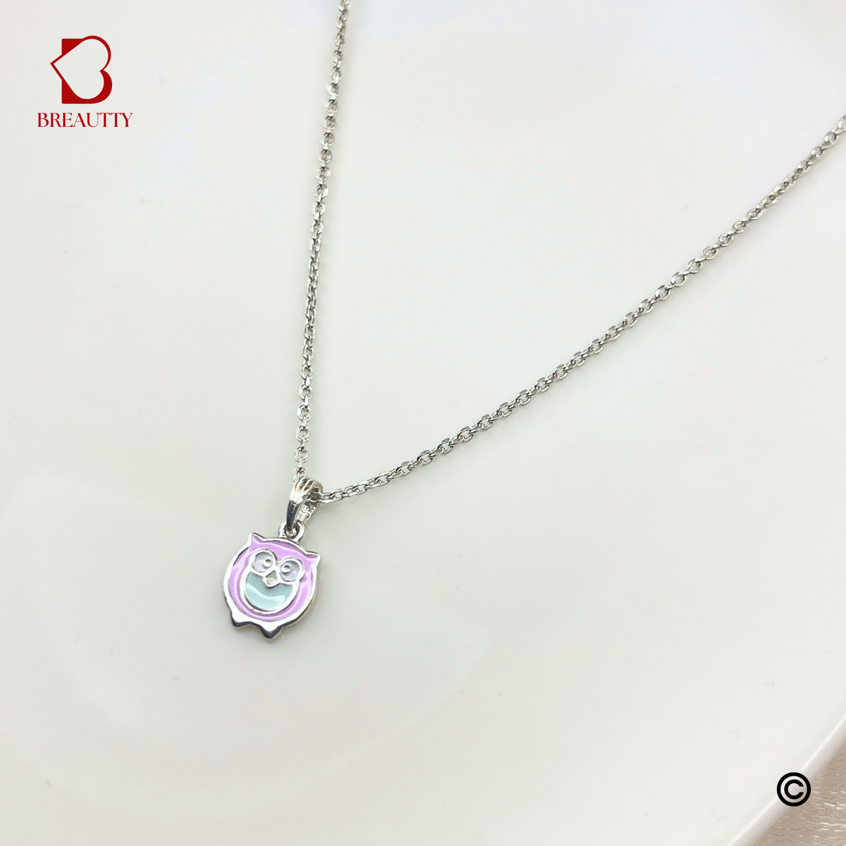 BREAUTTY 92.5 SILVER OWL NECKLACE FOR GIRLS – SMART & CUTE GIFT IDEA