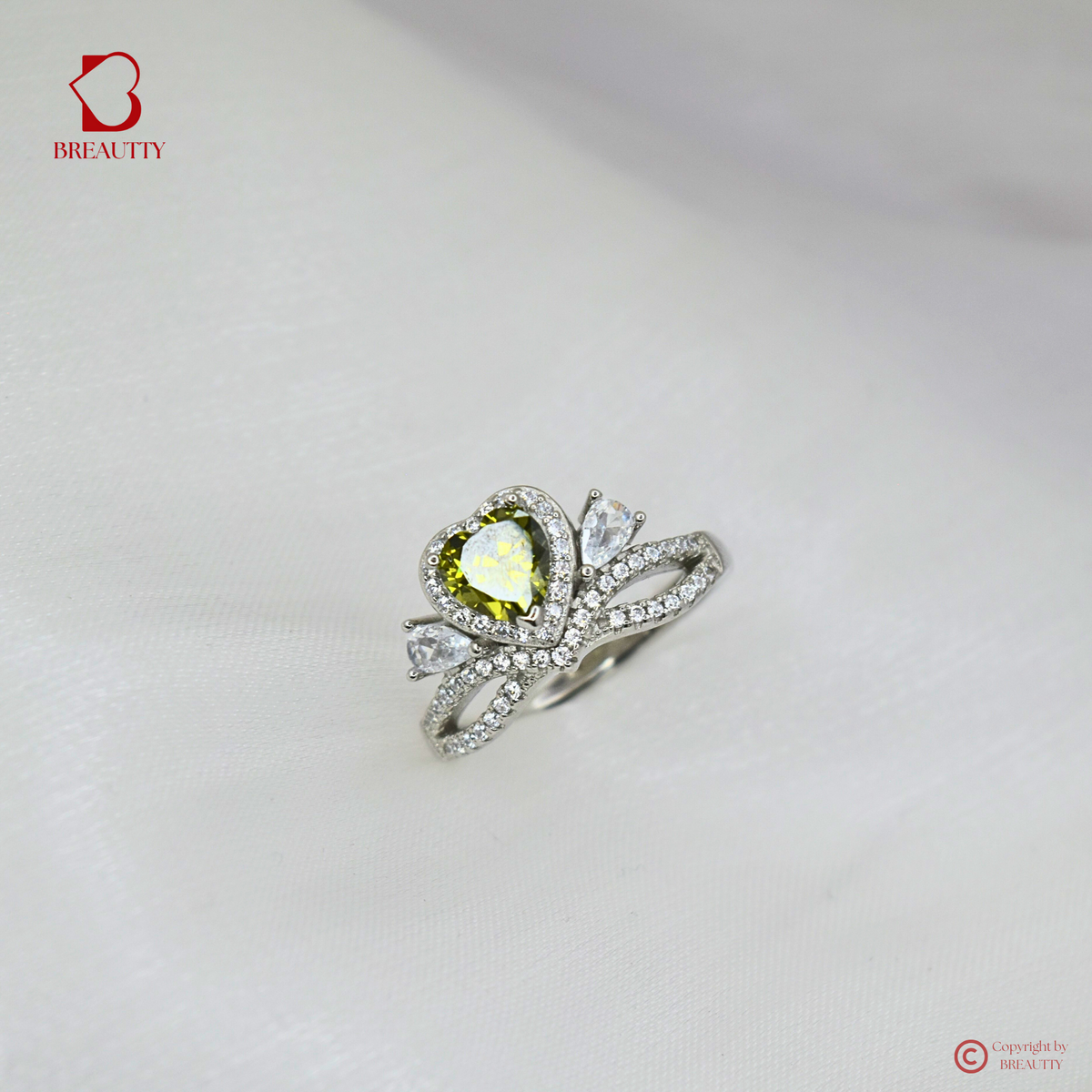 BREAUTTY 925 STERLING SILVER QUEEN RING WITH YELLOW STONE | ADJUSTABLE