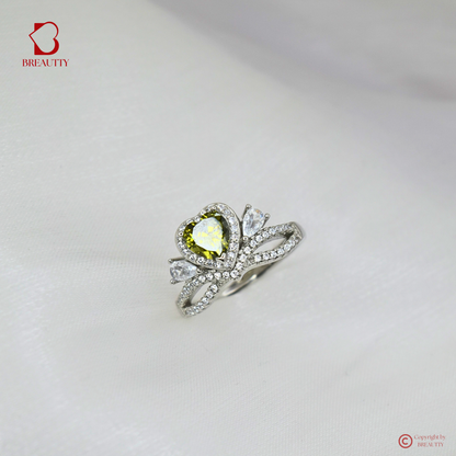 BREAUTTY 925 STERLING SILVER QUEEN RING WITH YELLOW STONE | ADJUSTABLE