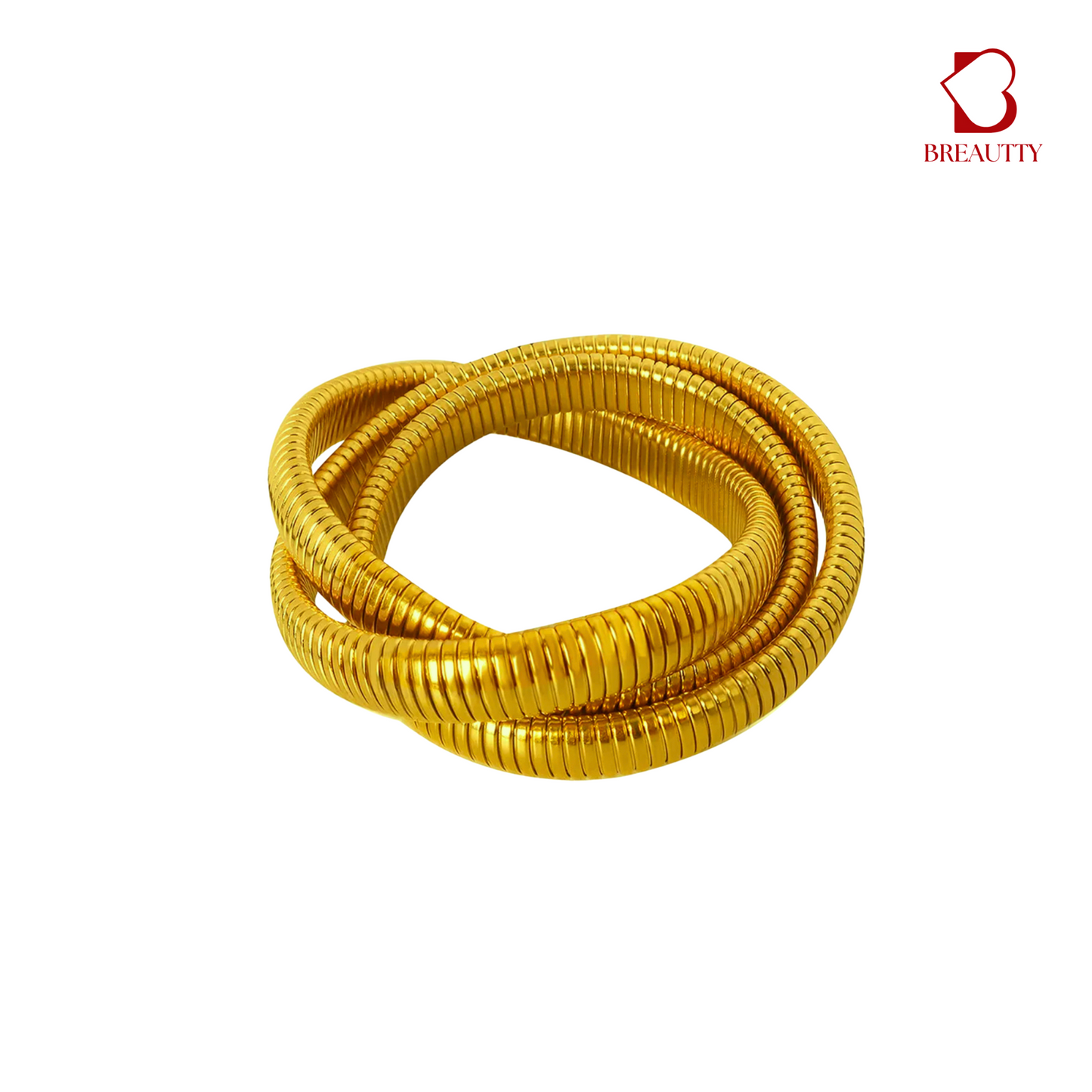BREAUTTY TWISTED COIL STYLE BANGLE IN 18K GOLD POLISH | STAINLESS STEEL
