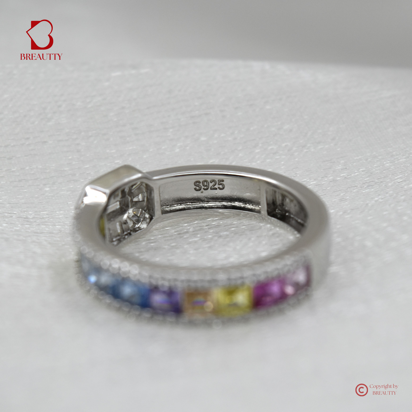 BREAUTTY COLOURFUL 925 STERLING SILVER BAND IN RING