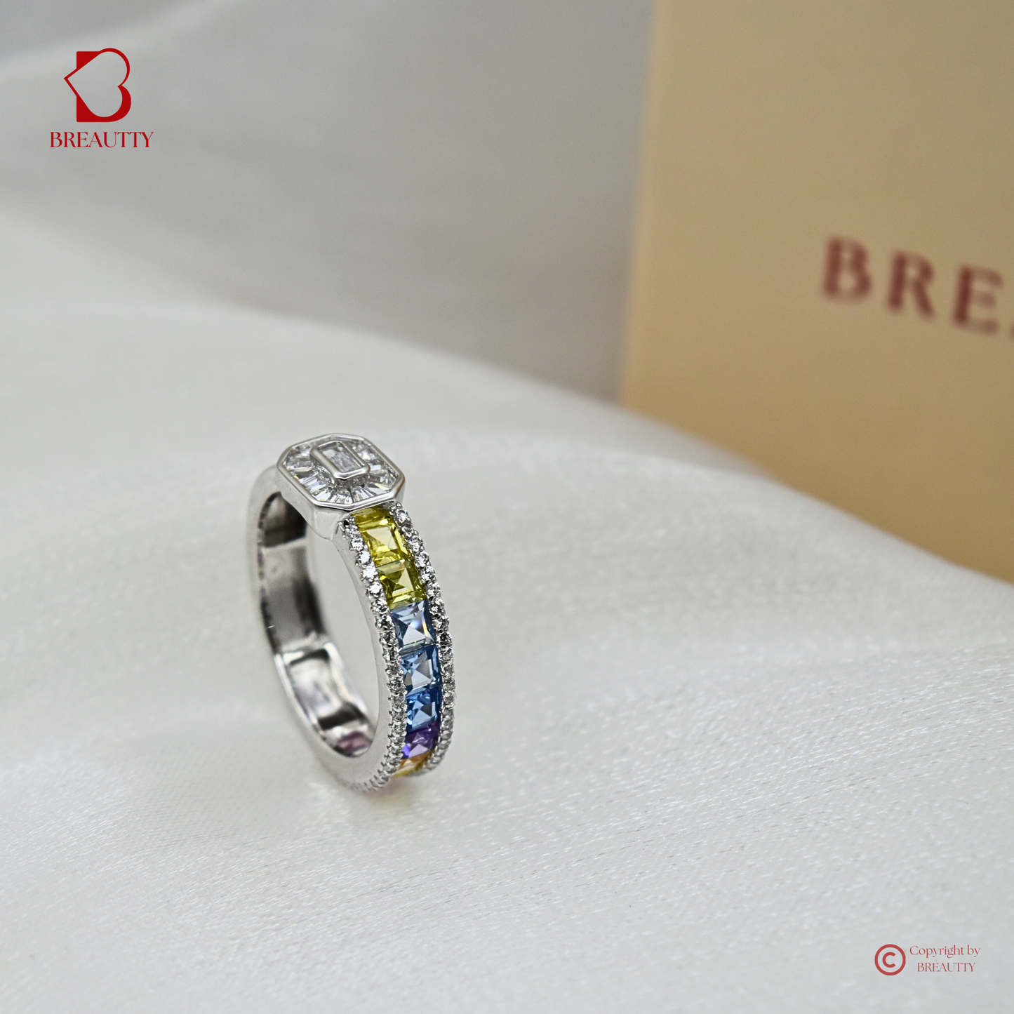 BREAUTTY COLOURFUL 925 STERLING SILVER BAND IN RING