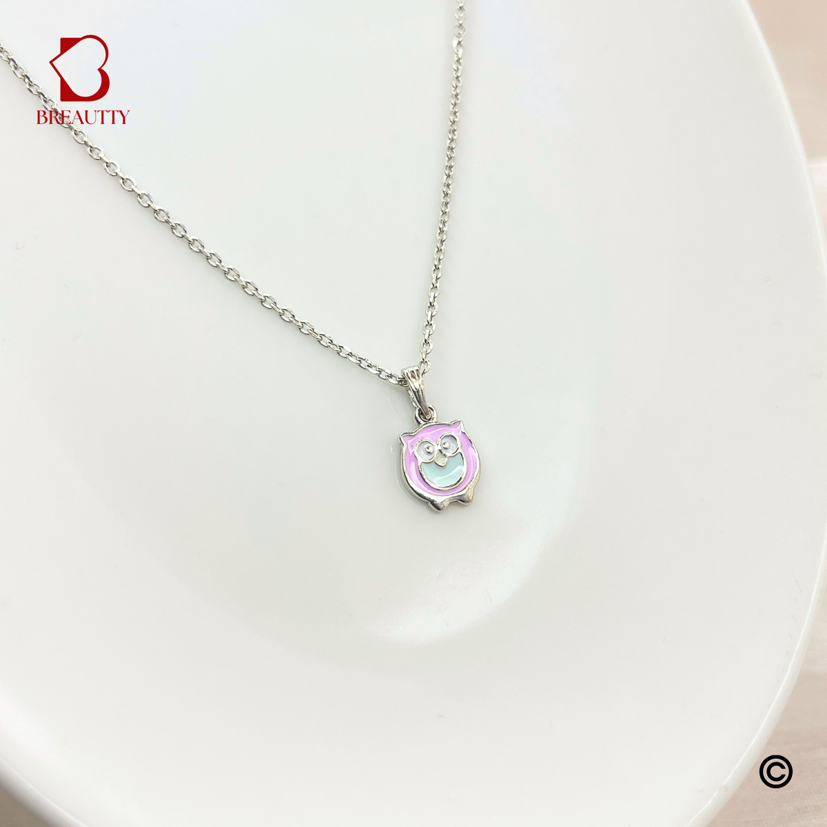 BREAUTTY 92.5 SILVER OWL NECKLACE FOR GIRLS – SMART & CUTE GIFT IDEA