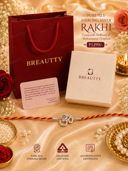 PURE 925 STERLING SILVER  OM RAKHI  | WATERPROOF