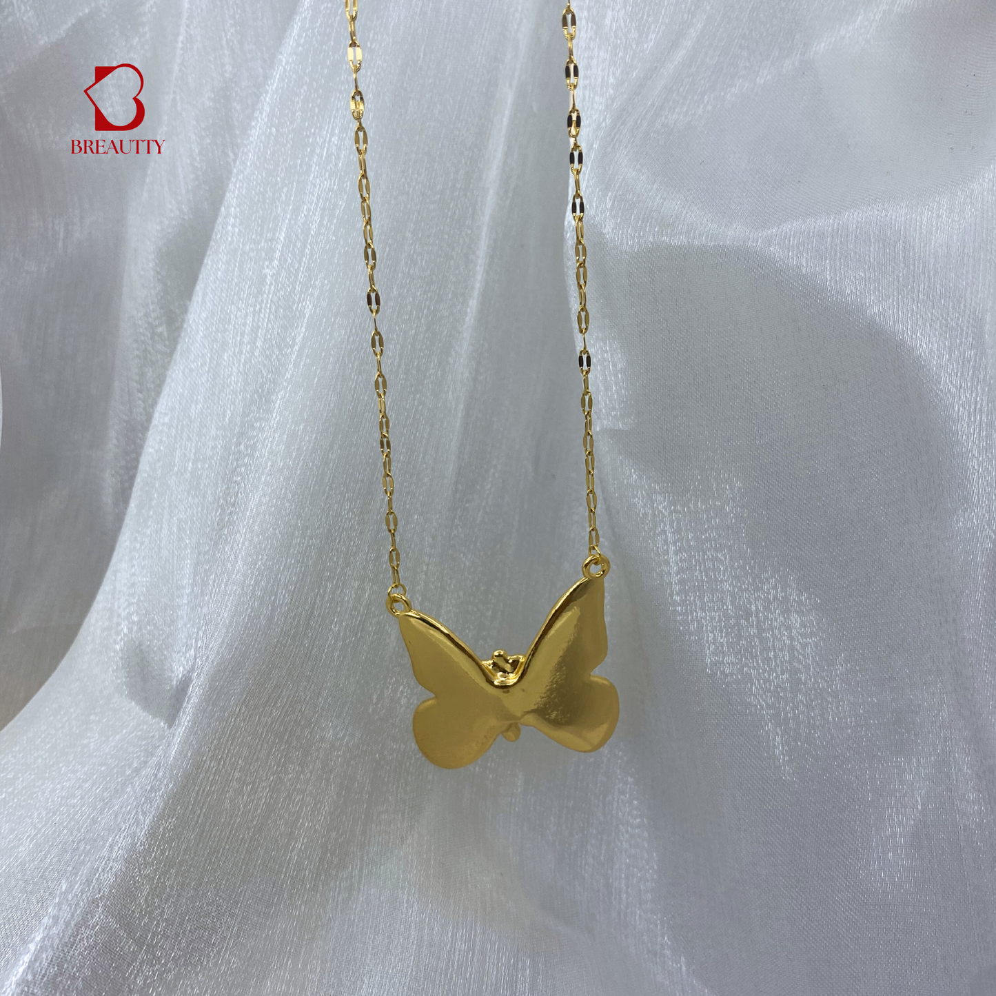 BREAUTTY WISH ANGEL 18K GOLD PLATED BUTTERFLY NECKLACE