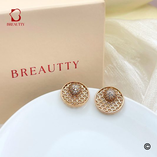 BREAUTTY 18K GOLD PLATED BALL OVER NET DESIGN EARRINGS