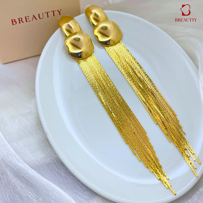 BREAUTTY FALLING GOLDEN FRILLS EARRINGS