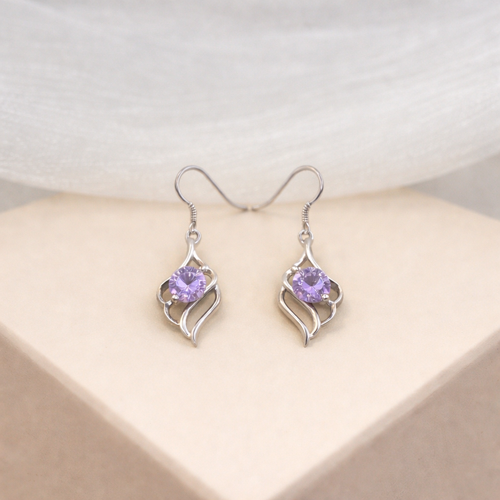 BREAUTTY 925 LILAC BLOOM  DROPS EARRINGS | DAILY WEAR LUXURY