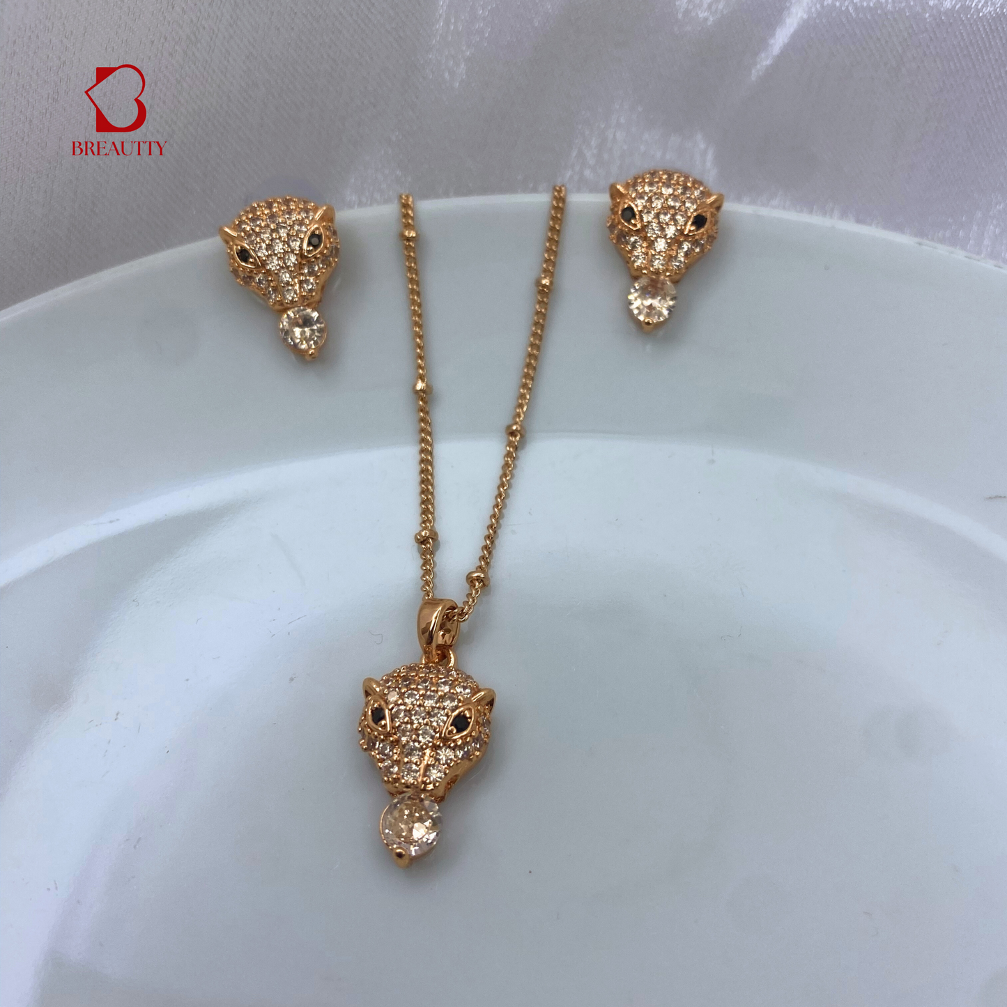 BREAUTTY 18K GOLD-PLATED PANTHOR PENDANT SET