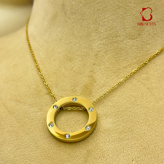 BREAUTTY ETERNAL CIRCLE 18K GOLD-PLATED STAINLESS STEEL NECKPIECE | WATERPROOF