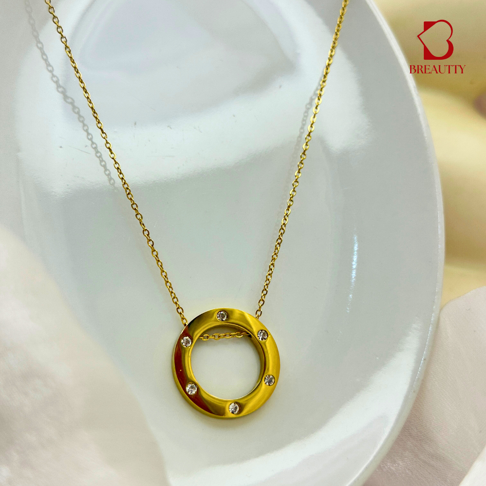 BREAUTTY ETERNAL CIRCLE 18K GOLD-PLATED STAINLESS STEEL NECKPIECE | WATERPROOF