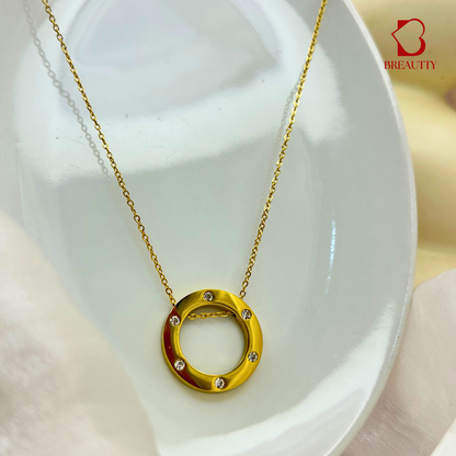BREAUTTY ETERNAL CIRCLE 18K GOLD-PLATED STAINLESS STEEL NECKPIECE | WATERPROOF