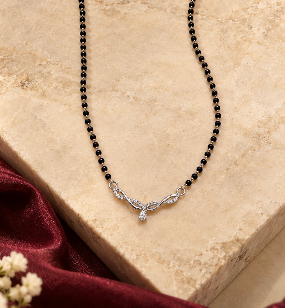 BREAUTTY 92.5 STERLING SILVER ANVI MANGALSUTRA | LIGHTWEIGHT SILVER MANGALSUTRA