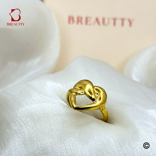 BREAUTTY MELTED HEART 18K GOLD PLATED WATERPROOF LIGHTWEIGHT LOVE RING – ADJUSTABLE