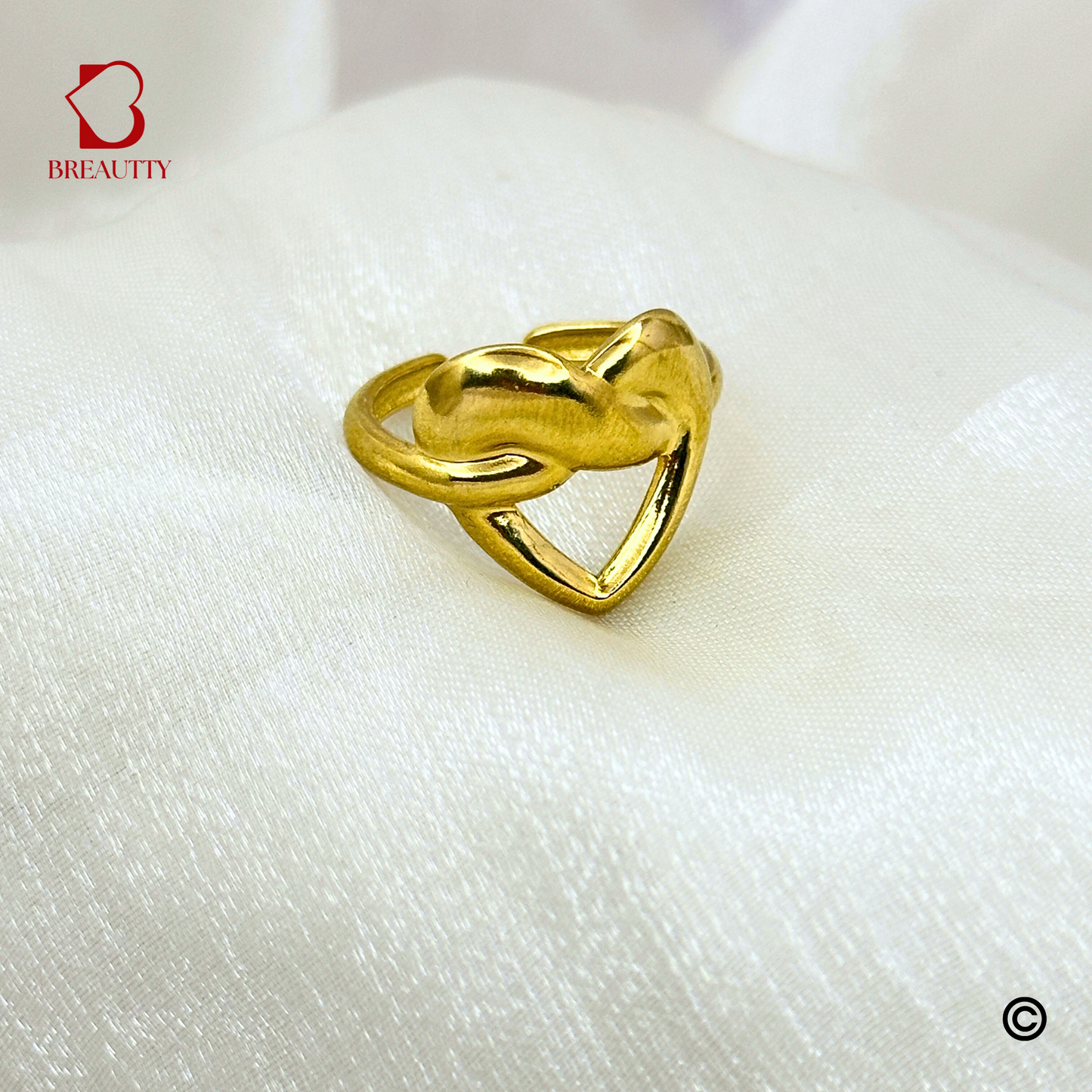 BREAUTTY MELTED HEART 18K GOLD PLATED WATERPROOF LIGHTWEIGHT LOVE RING – ADJUSTABLE