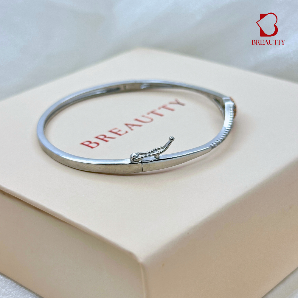BREAUTTY PURE 92.5 STERLING SILVER HEART BRACELET IN DUAL TONE ROSE GOLD AND SILVER | ADJUSTABLE