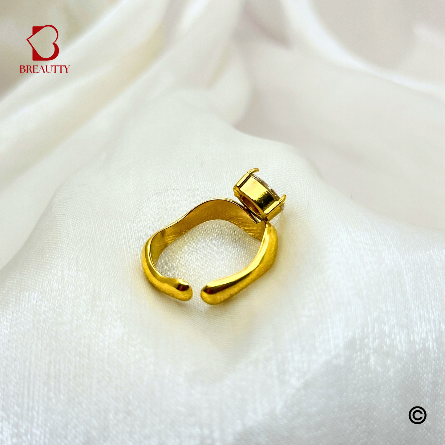 BREAUTTY CUBIC  WHITE STONE ZIRCONIA RING  | ADJUSTABLE