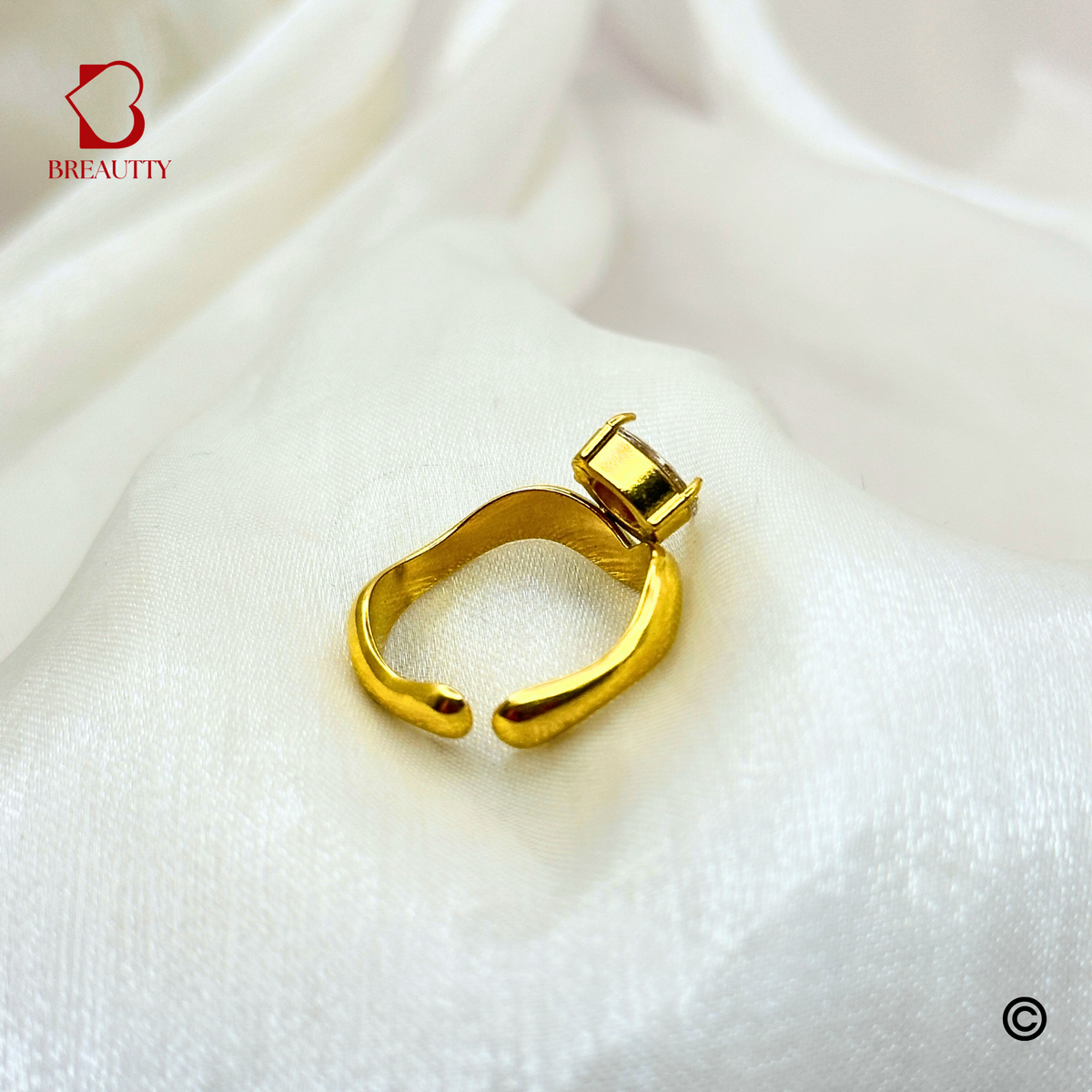 BREAUTTY CUBIC  WHITE STONE ZIRCONIA RING  | ADJUSTABLE
