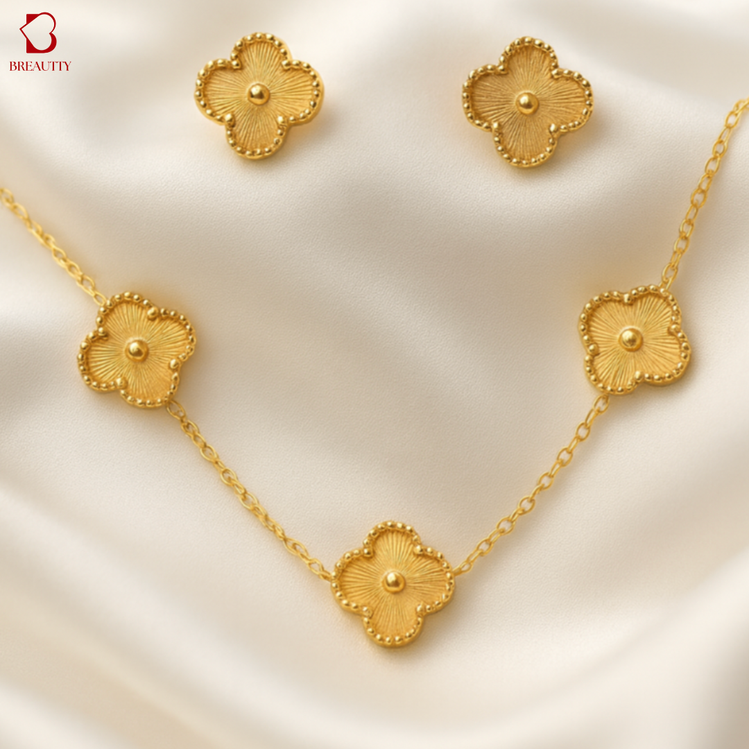 BREAUTTY CLOVER BLOOM 18K GOLD-PLATED STAINLESS STEEL JEWELLERY