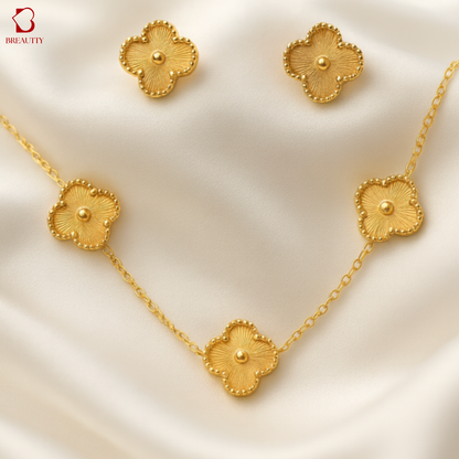 BREAUTTY CLOVER BLOOM 18K GOLD-PLATED STAINLESS STEEL JEWELLERY