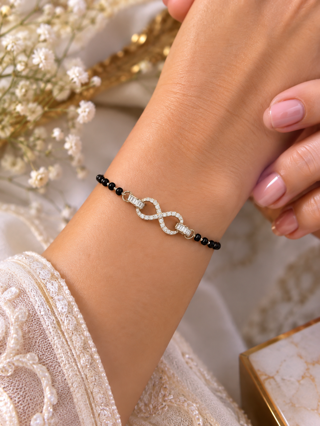 BREAUTTY ROYAL INFINITY  92.5 STERLING SILVER HAND MANGALSUTRA