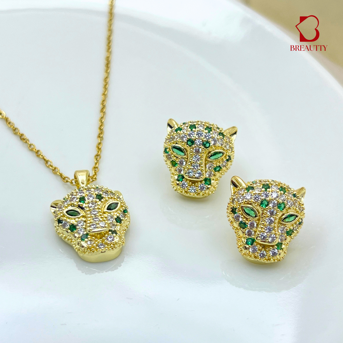 BREAUTTY CHEETAH PENDANT SET – 18K GOLD PLATED STAINLESS STEEL JEWELLERY FOR WOMEN
