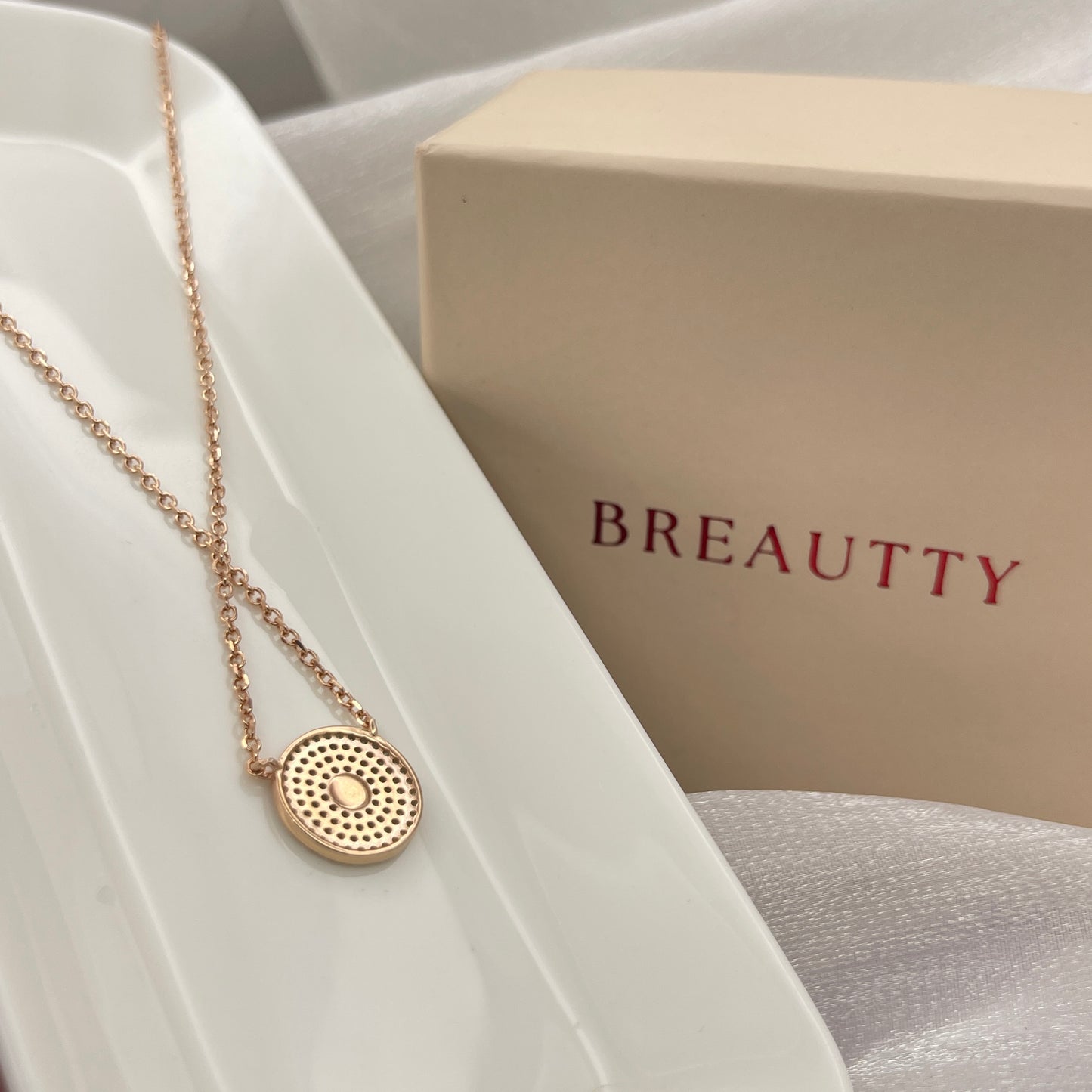 BREAUTTY 925 STERLING SILVER GREEK EVIL EYE NECKLACE IN DELICATE BOHO STYLE | ROSE GOLD PLATING