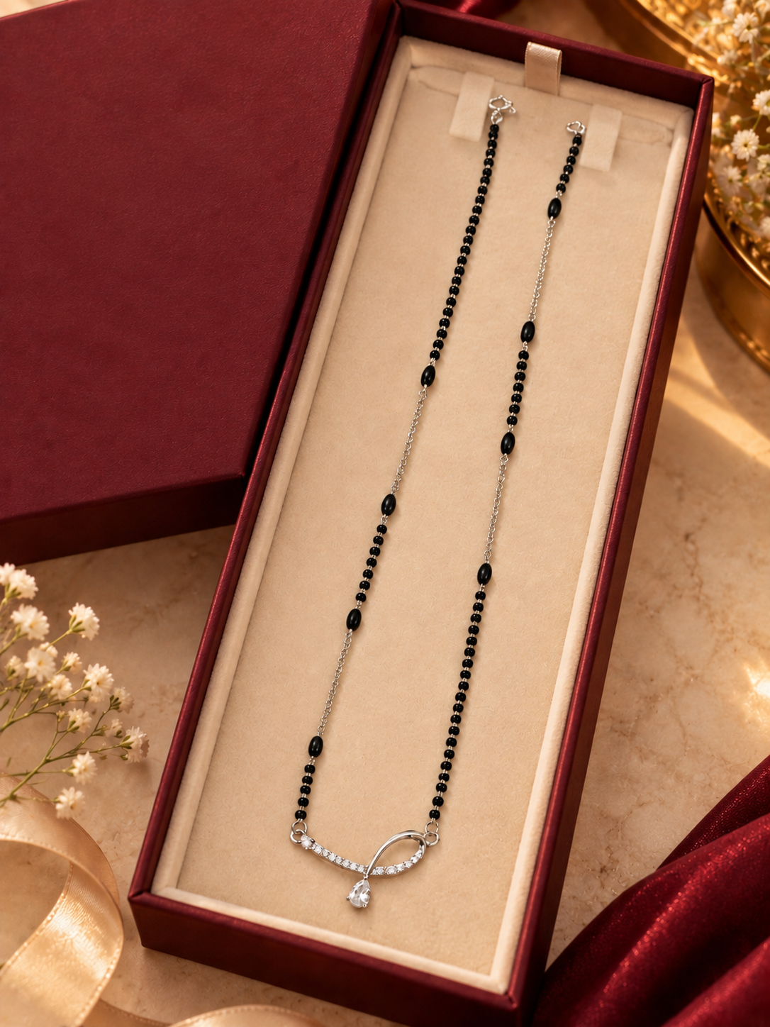 BREAUTTY 92.5 STERLING SILVER SWARNA MANGALSUTRA | LIGHTWEIGHT SILVER MANGALSUTRA
