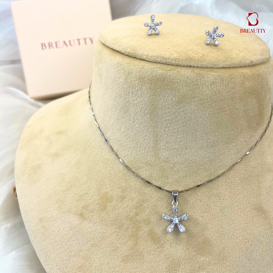 BREAUTTY BLOSSOM SILVER FLOWER PENDANT SET FOR WOMAN |DAILY-WEAR