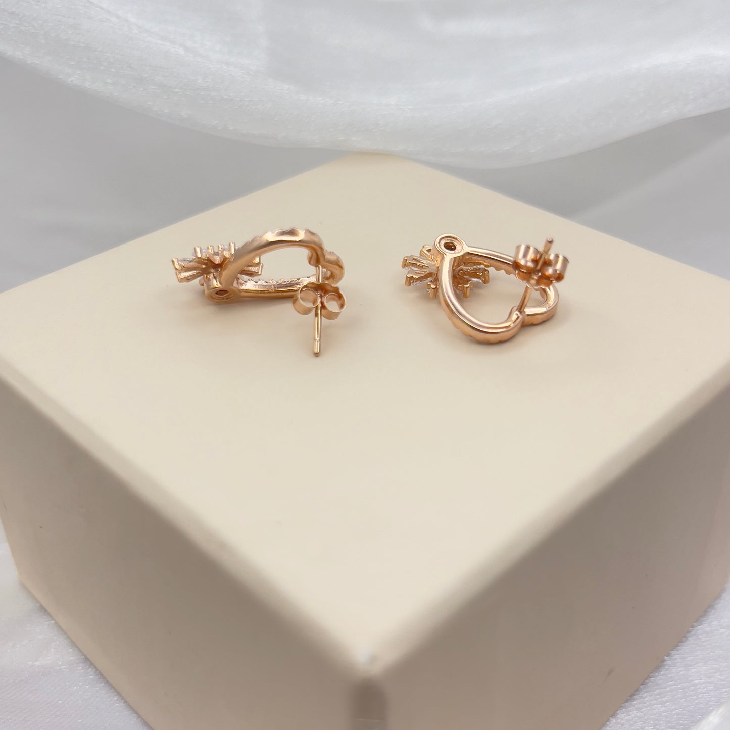 BREAUTTY 925 STERLING SILVER HEART EARRING | SPINNING WHEEL | HANDCRAFTED | ROSE GOLD