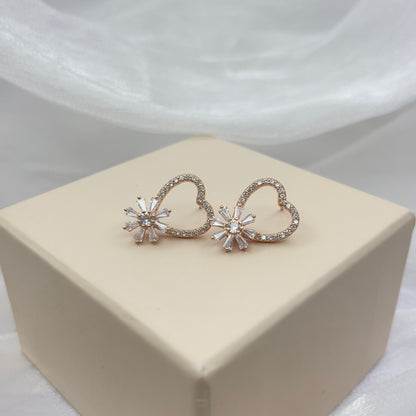 BREAUTTY 925 STERLING SILVER HEART EARRING | SPINNING WHEEL | HANDCRAFTED | ROSE GOLD