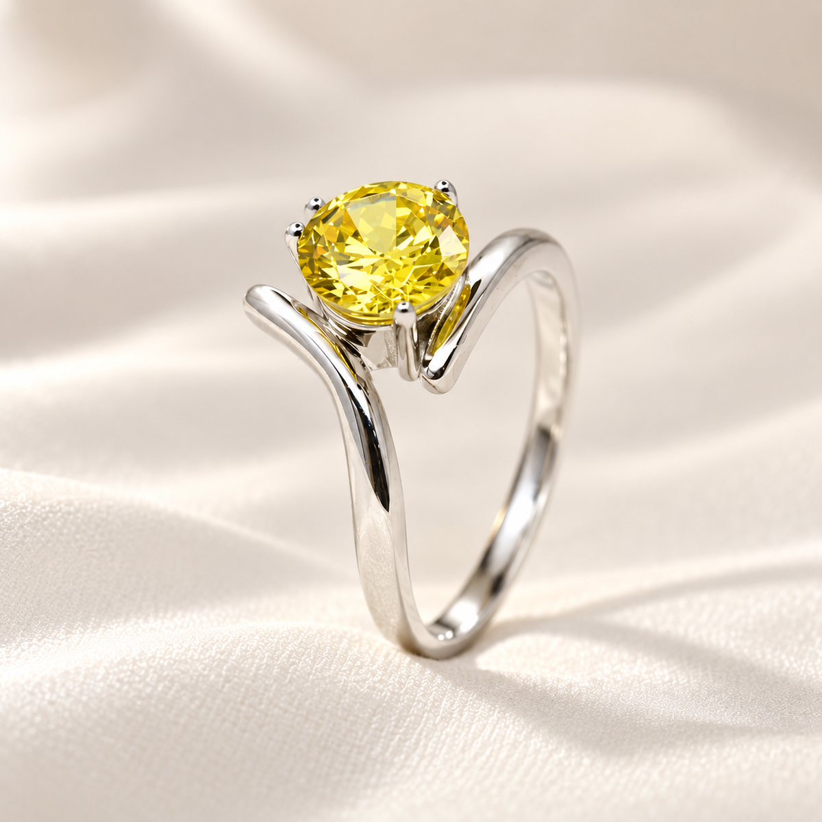 BREAUTTY 925 STERLING SILVER CITIRINE SOLITIARE RING | ADJUSTABLE