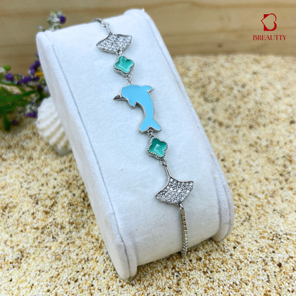 BREAUTTY PURE 92.5 STERLING SILVER DOLPHIN CHAIN BRACELET | GIRLS & WOMEN