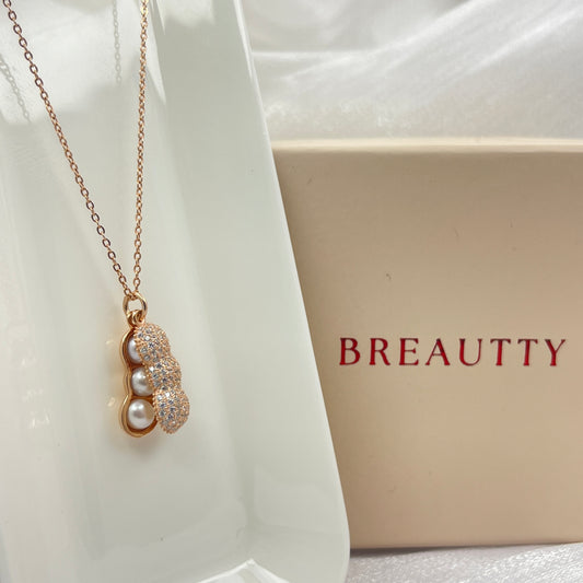 BREAUTTY 925 STERLING SILVER OPEN-ABLE PEANUT PENDANT CHAIN AND NECKLACE | ROSE GOLD PLATED
