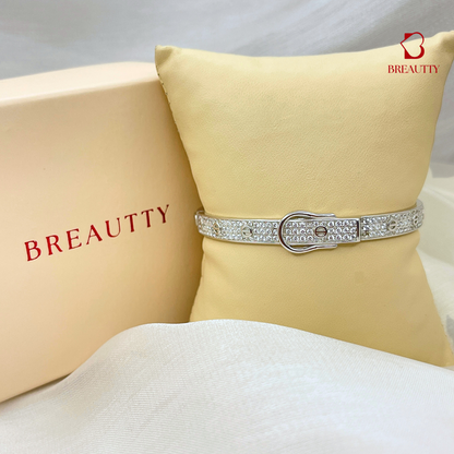 BREAUTTY LUXE BELT-INSPIRED CUFF BRACELET IN STERLING SILVER