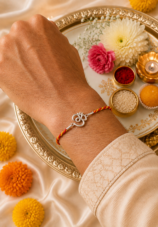 PURE 925 STERLING SILVER  OM RAKHI  | WATERPROOF