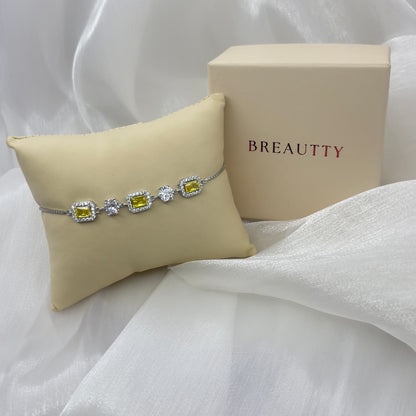 BREAUTTY 925 STERLING SILVER  YELLOW CITRINE STONE BRACELET | ADJUSTABLE