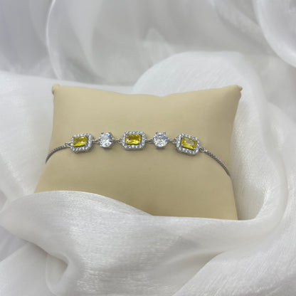 BREAUTTY 925 STERLING SILVER  YELLOW CITRINE STONE BRACELET | ADJUSTABLE