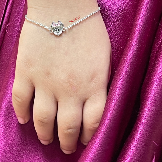 BREAUTTY 92.5 SILVER MICKEY MOUSE BRACELET FOR GIRLS – FUN CARTOON PENDANT
