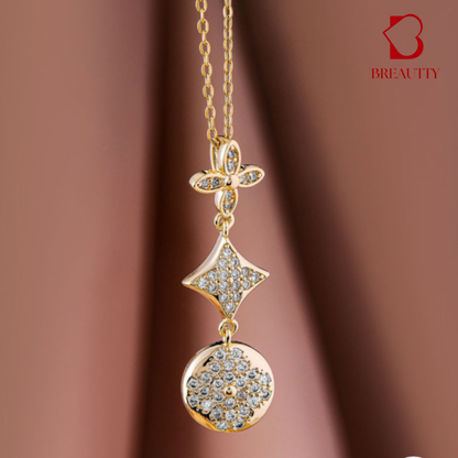 BREAUTTY LONG TAIL CLOVER AND STAR NECKPIECE– 18K GOLD PLATED JEWELLERY | WATERPROOF