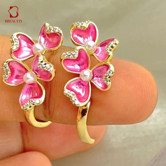 BREAUTTY PINK PETAL RADIANCE TOPS EARRINGS FOR WOMAN | WATERPROOF