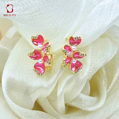 BREAUTTY PINK PETAL RADIANCE TOPS EARRINGS FOR WOMAN | WATERPROOF