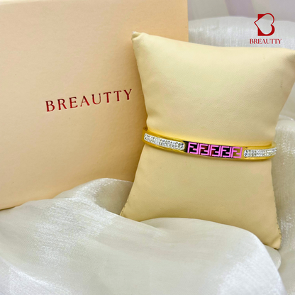 BREAUTTY BEAUTIFUL STONE STUDDED CUFF BRACELET | STAINLESS STEEL
