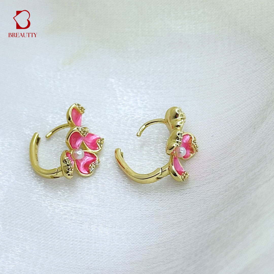 BREAUTTY PINK PETAL RADIANCE TOPS EARRINGS FOR WOMAN | WATERPROOF