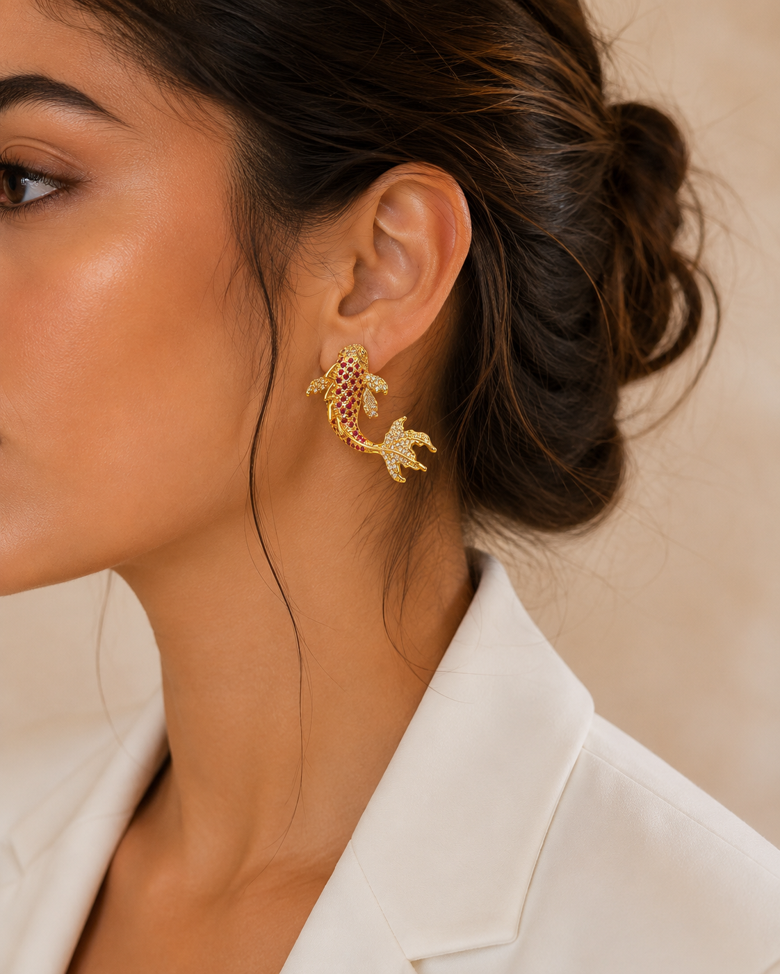 BREAUTTY MISS ROYAL KOI FISH EARRINGS – GOLD PLATED CRYSTAL STATEMENT EARRINGS FOR WOMEN