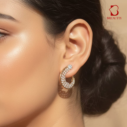 BREAUTTY MOON  AND GLITTERS DANGLES IN ROSE GOLD PLATING | WATERPROOF