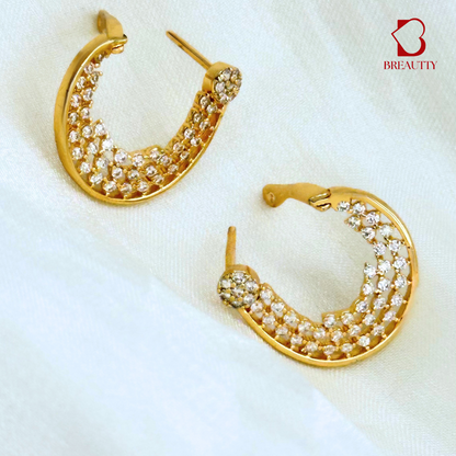 BREAUTTY MOON  AND GLITTERS DANGLES IN ROSE GOLD PLATING | WATERPROOF