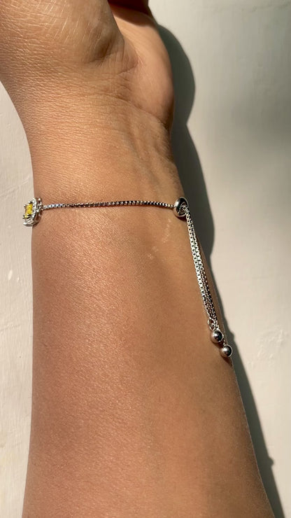 BREAUTTY 925 STERLING SILVER  YELLOW CITRINE STONE BRACELET | ADJUSTABLE